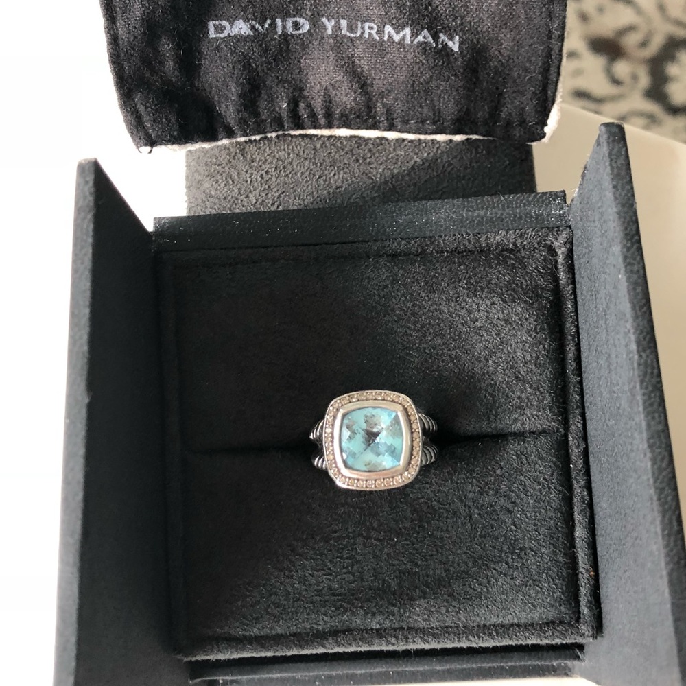 David Yurman blue topaz ring, size 7 ,